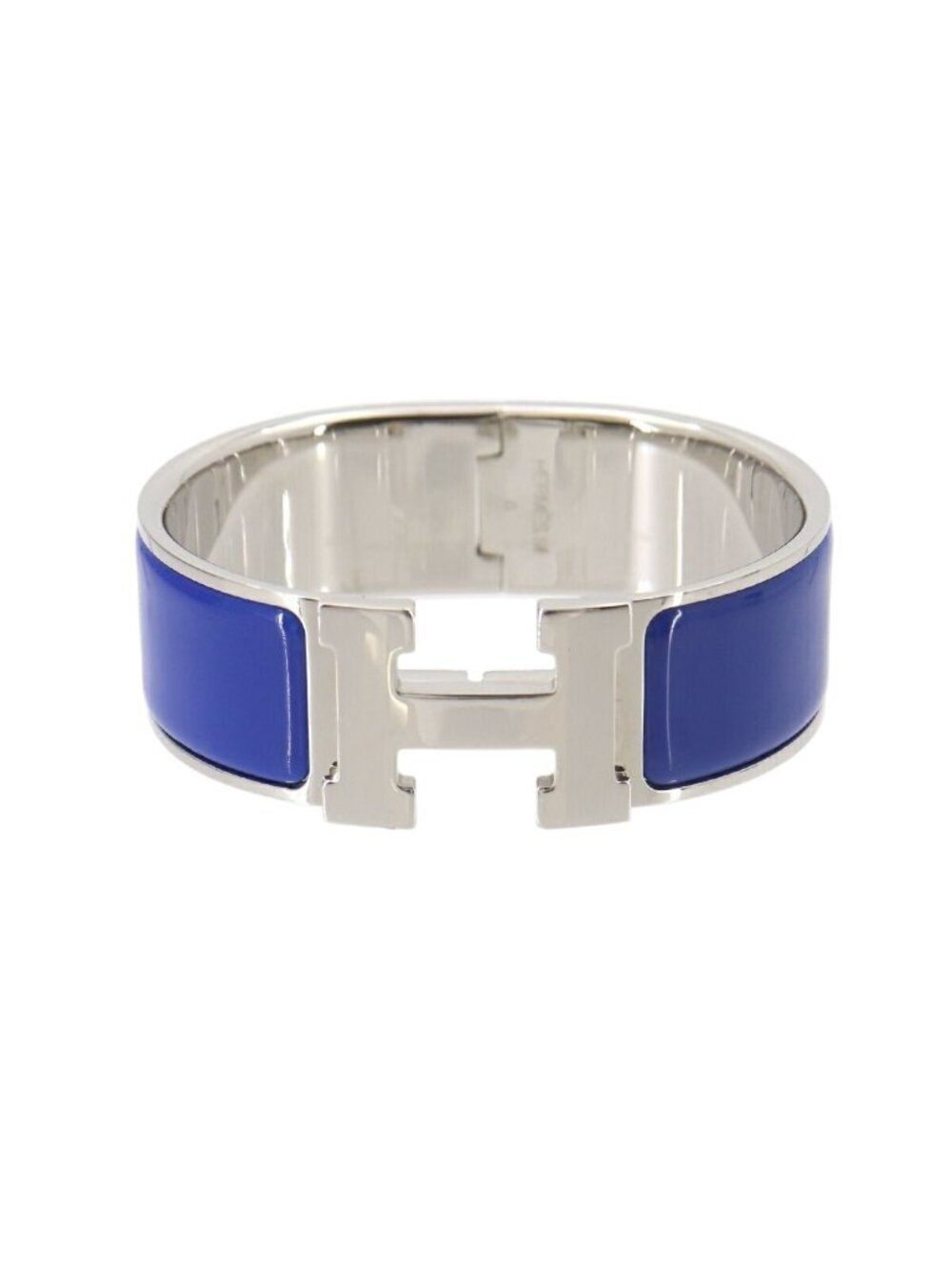 Hermes Clic Clac PM Bangle Blue Silver Bracelet
